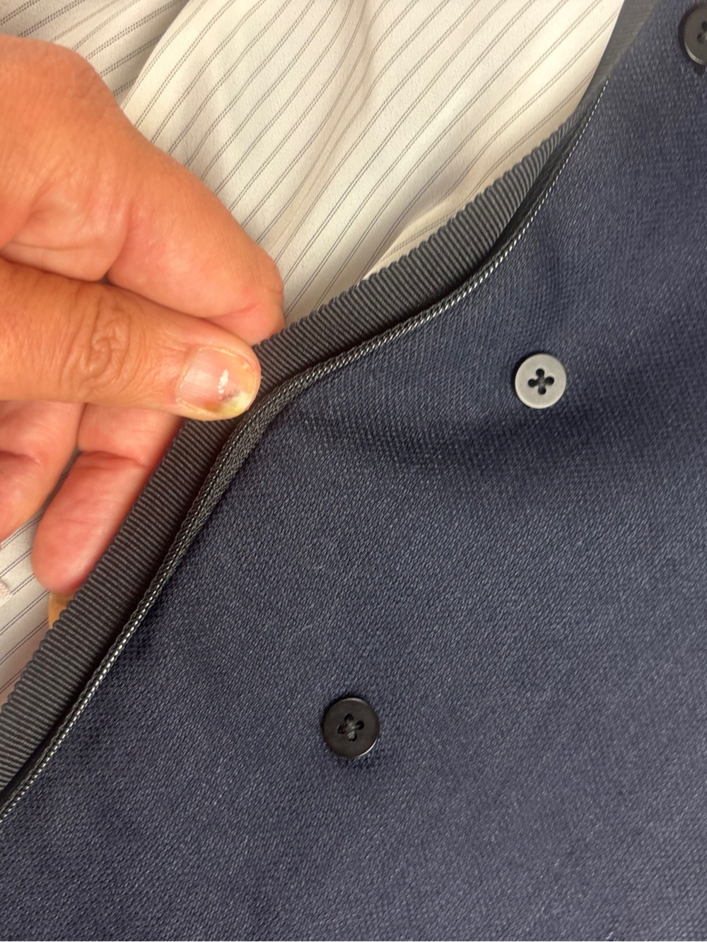 Veronica Beard Women’s Miller Dickey Jacket Navy Blue Linen Blend Gold Button -6 - Picture 7 of 12